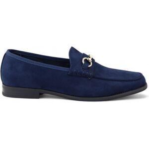 Infinity Leather Marineblauwe suède mocassins met leren voering voor heren 43 Infinity Leather Marineblauwe suède mocassins met leren voering voor heren 43