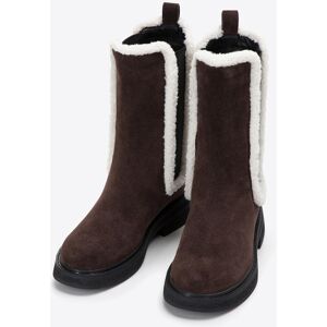 Wittchen Suède Chelsea Boots voor dames met imitatie schapenvacht, donkerbruin 35 Wittchen Suède Chelsea Boots voor dames met imitatie schapenvacht, donkerbruin 35