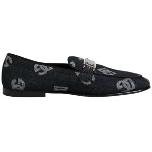 Dolce & Gabbana Blauwe Logo Katoenen Instappers Formele Schoenen 40 Dolce & Gabbana Blauwe Logo Katoenen Instappers Formele Schoenen 40