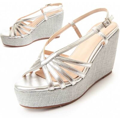 Montevita Montevida Wedge Sparto Sandalen Wesparto5 In Zilver 38 Montevita Montevida Wedge Sparto Sandalen Wesparto5 In Zilver 38