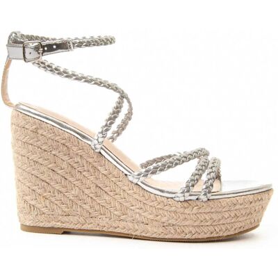 Montevita Wedge Sparto Sandalen Wesparto6 in Zilver 38 Montevita Wedge Sparto Sandalen Wesparto6 in Zilver 38