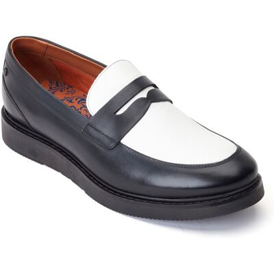 Base London Sid Leren Herenpantoffels Zwart/Wit 44.5 Base London Sid Leren Herenpantoffels Zwart/Wit 44.5