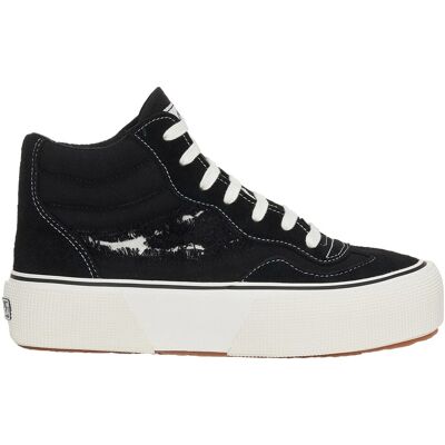Superga Dames/Dames 3141 Revolley Swallowtail Ripped Mid Cut Trainers (Zwart/Wit Avorio) 40.5 Superga Dames/Dames 3141 Revolley Swallowtail Ripped Mid Cut Trainers (Zwart/Wit Avorio) 40.5