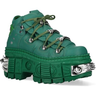 New Rock M-106WALL-C29 Metallic Groene Leren Gothic Enkellaarsjes 44 New Rock M-106WALL-C29 Metallic Groene Leren Gothic Enkellaarsjes 44