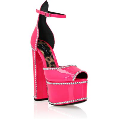 Philipp Plein Patent Leather Platform Sandals Hi-Heels 39 Philipp Plein Patent Leather Platform Sandals Hi-Heels 39
