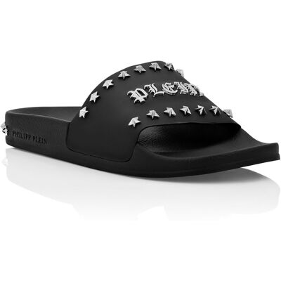 Philipp Plein Platte Sandalen Gothic Plein 35 Philipp Plein Platte Sandalen Gothic Plein 35