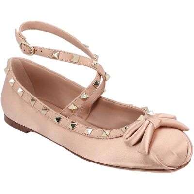 Valentino Garavani Valentino Rockstud Satijnen Ballerina's Roze 39 Valentino Garavani Valentino Rockstud Satijnen Ballerina's Roze 39