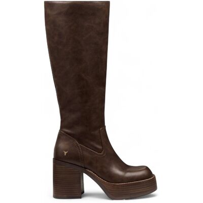 Windsor Smith Windsorsmith Dames Oak Brown Kunstleren Kniehoge Platform Hak Laarzen - Niche 42 Windsor Smith Windsorsmith Dames Oak Brown Kunstleren Kniehoge Platform Hak Laarzen - Niche 42