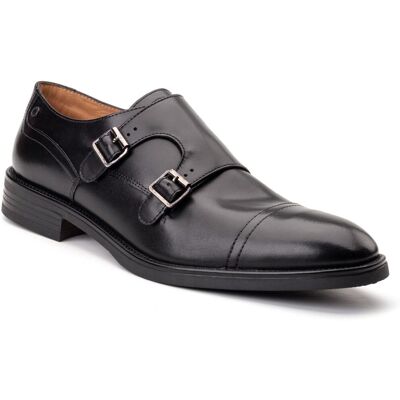 Base London Taper Leren Zwarte Dubbele Monk Schoenen voor Mannen 44.5 Base London Taper Leren Zwarte Dubbele Monk Schoenen voor Mannen 44.5
