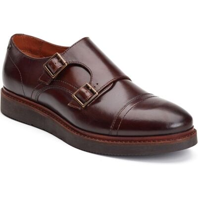 Base London Knight Leren Heren Bruin Dubbele Monk Schoenen 43 Base London Knight Leren Heren Bruin Dubbele Monk Schoenen 43