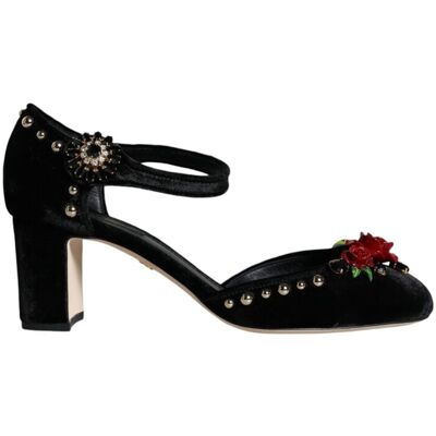 Dolce & Gabbana Roze Pumps Fluwelen Hakken Blokhak 37 Dolce & Gabbana Roze Pumps Fluwelen Hakken Blokhak 37