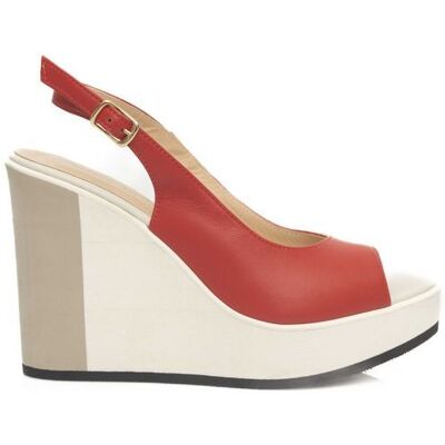 Cerruti 1881 Rode Leren Wedge Sandalen Slingback Stijl 38 Cerruti 1881 Rode Leren Wedge Sandalen Slingback Stijl 38