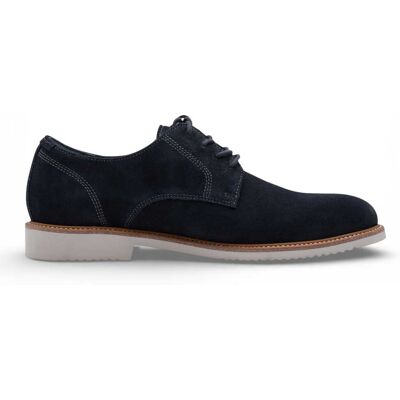 Tamaris herenschoenen van marineblauw suède leer met gladde neus, elegante derbyschoenen 44 Tamaris herenschoenen van marineblauw suède leer met gladde neus, elegante derbyschoenen 44