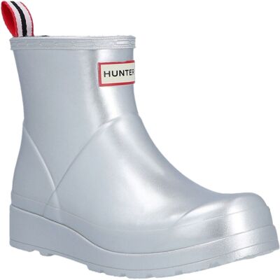Hunter Play Kort Metallic Rubber Dames Wellington Boots Zilver 37 Hunter Play Kort Metallic Rubber Dames Wellington Boots Zilver 37