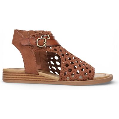 Blowfish Malibu Dames Cognac Bruine Weefsel Micro Wedge Sandals - Anuella 38 Blowfish Malibu Dames Cognac Bruine Weefsel Micro Wedge Sandals - Anuella 38