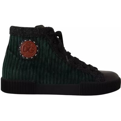 Dolce & Gabbana Groene Corduroy Hoge Sneakers Heren Casual Schoenen 42 Dolce & Gabbana Groene Corduroy Hoge Sneakers Heren Casual Schoenen 42