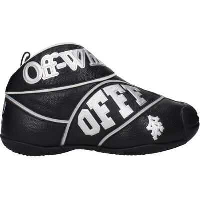 Off-White Zwarte Leren Hoge Sneakers 43 Off-White Zwarte Leren Hoge Sneakers 43