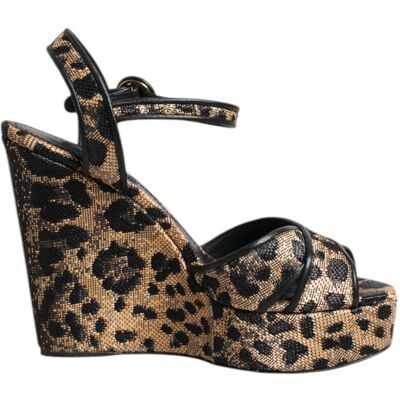 Dolce & Gabbana Bruine Luipaard Wedges Enkelsandalen Schoenen 36.5 EU Dolce & Gabbana Bruine Luipaard Wedges Enkelsandalen Schoenen 36.5 EU