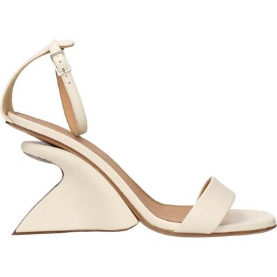 Off-White Beige Leren Platform Sandalen 37 Off-White Beige Leren Platform Sandalen 37