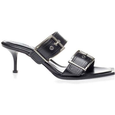 Alexander McQueen Zwarte Leren Stiletto Hakken Sandalen 36 Alexander McQueen Zwarte Leren Stiletto Hakken Sandalen 36