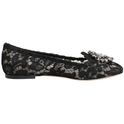 Dolce & Gabbana Zwarte Taormina Kanten Kristallen Ballerina's 35.5 EU Dolce & Gabbana Zwarte Taormina Kanten Kristallen Ballerina's 35.5 EU