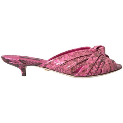 Dolce & Gabbana Roze Exotische Leren Kittenheels Slides Schoenen 36 Dolce & Gabbana Roze Exotische Leren Kittenheels Slides Schoenen 36