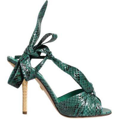 Dolce & Gabbana Groene Python Leren Hakken Sandalen Schoenen 37 Dolce & Gabbana Groene Python Leren Hakken Sandalen Schoenen 37