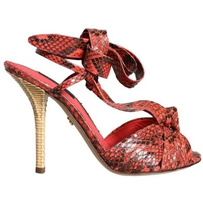 Dolce & Gabbana Koraal Exotische Leren Hakken Sandalen Schoenen 37 Dolce & Gabbana Koraal Exotische Leren Hakken Sandalen Schoenen 37