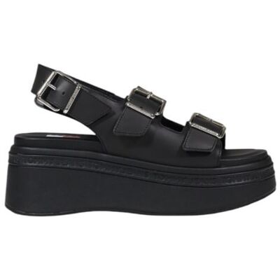 Tommy Jeans Tommy Hilfiger Jeans Zwarte Leren Platform Sandalen 41 Tommy Jeans Tommy Hilfiger Jeans Zwarte Leren Platform Sandalen 41