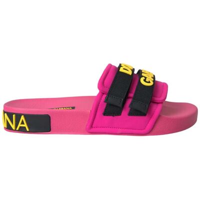 Dolce & Gabbana Roze Zwarte Logo Strandslippers Sandalen Schoenen 36 Dolce & Gabbana Roze Zwarte Logo Strandslippers Sandalen Schoenen 36