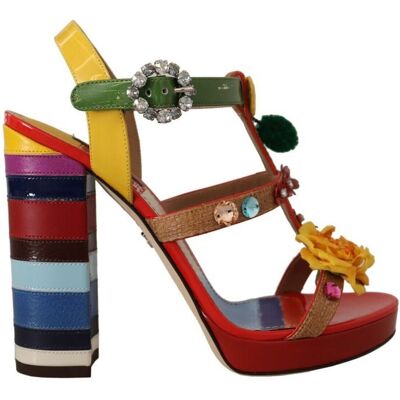 Dolce & Gabbana Multicolor Katoenen Platform Sandalen 38.5 EU Dolce & Gabbana Multicolor Katoenen Platform Sandalen 38.5 EU