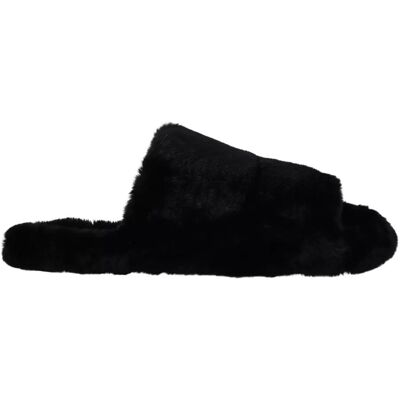 Dolce & Gabbana Zwarte Polyester Nepbont Heren Slippers Sandalen Schoenen 44.5 Dolce & Gabbana Zwarte Polyester Nepbont Heren Slippers Sandalen Schoenen 44.5
