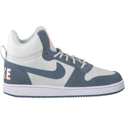 Nike Dames Court Borough Premium Leren Mid Cut Sneakers (Wit/Blauw) 37.5 Nike Dames Court Borough Premium Leren Mid Cut Sneakers (Wit/Blauw) 37.5