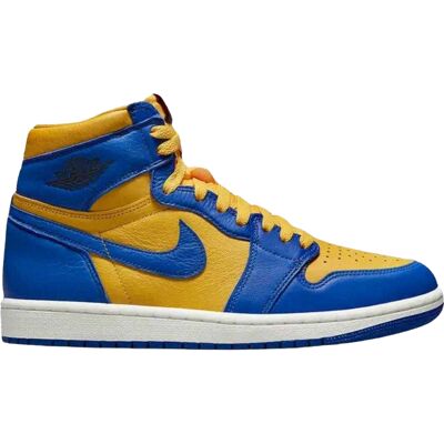 Nike Unisex Volwassen Air Jordan 1 Leren Hoge Sneakers (Geel/Blauw) 36.5 Nike Unisex Volwassen Air Jordan 1 Leren Hoge Sneakers (Geel/Blauw) 36.5