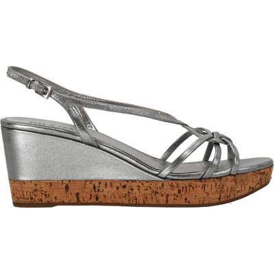 Prada Pre-owned Prada Platform Wedge Sandalen in Zilver Leer 40 Prada Pre-owned Prada Platform Wedge Sandalen in Zilver Leer 40