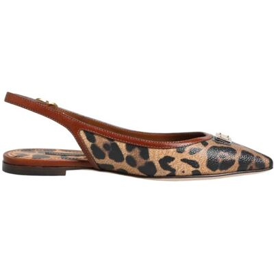Dolce & Gabbana Bruine Luipaard Slingback Ballerina Sandalen Schoenen 35 Dolce & Gabbana Bruine Luipaard Slingback Ballerina Sandalen Schoenen 35