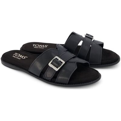 TOMS Sol Mule Leer Dames Zwarte Sandalen 36 TOMS Sol Mule Leer Dames Zwarte Sandalen 36