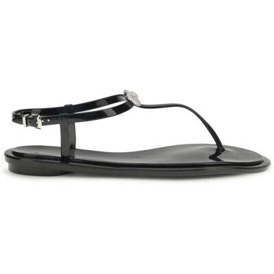 MACH & MACH Zwarte Rubber Platte Sandalen 38 MACH & MACH Zwarte Rubber Platte Sandalen 38