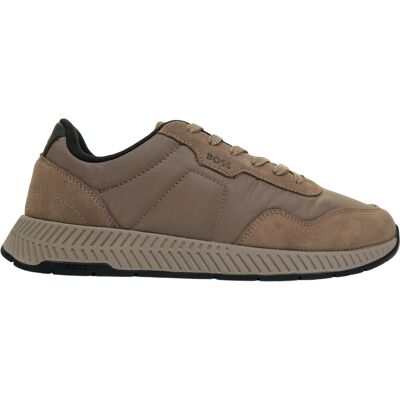 Boss Heren Titanium Runn Sdnypa Dual Fabric Trainers (Donker Beige) 44.5 Boss Heren Titanium Runn Sdnypa Dual Fabric Trainers (Donker Beige) 44.5