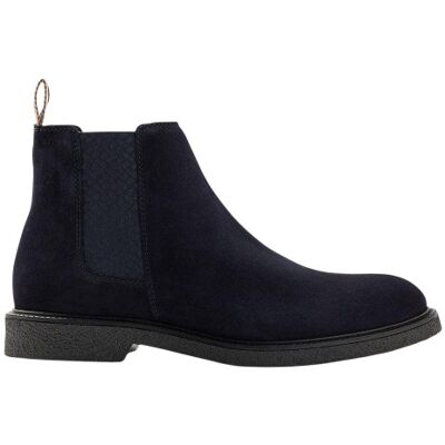 Boss Heren Chelsea Laarzen met Suède Stitch Detail in reliëf (Donkerblauw) 47.5 Boss Heren Chelsea Laarzen met Suède Stitch Detail in reliëf (Donkerblauw) 47.5