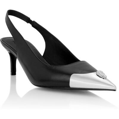 Philipp Plein Leather Slingback Shoes Skull Toe 39 Philipp Plein Leather Slingback Shoes Skull Toe 39