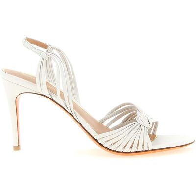 Santoni Witte Leren Stiletto Hak Sandalen 38 Santoni Witte Leren Stiletto Hak Sandalen 38