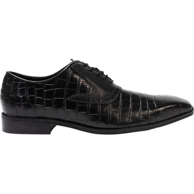 Giorgio Oxford-schoenen voor heren van Croc-volnerfleer (Zwart) 39 Giorgio Oxford-schoenen voor heren van Croc-volnerfleer (Zwart) 39