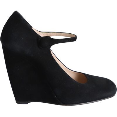 Miu Miu Pre-owned Miu Miu wedge pumps in zwart suède 36.5 EU Miu Miu Pre-owned Miu Miu wedge pumps in zwart suède 36.5 EU