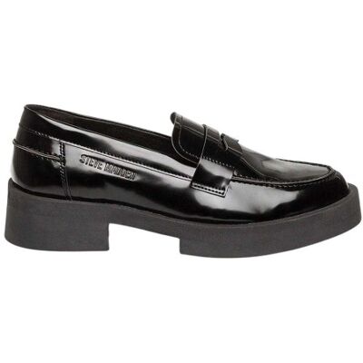 Steve Madden Dames Marina casual penny loafers van lakleer met lage blokhak (Zwart) 42 Steve Madden Dames Marina casual penny loafers van lakleer met lage blokhak (Zwart) 42
