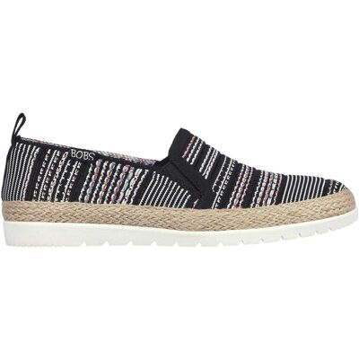 Skechers Espadrilles voor dames met dubbele elastische inzet en geweven bovenwerk, zonder veters (Zwart) 34 Skechers Espadrilles voor dames met dubbele elastische inzet en geweven bovenwerk, zonder veters (Zwart) 34