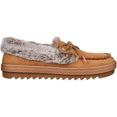 Skechers Comfortabele, platte leren mocassin-pantoffels voor dames van het merk Cozy Kiss (Kastanje) 37.5 Skechers Comfortabele, platte leren mocassin-pantoffels voor dames van het merk Cozy Kiss (Kastanje) 37.5