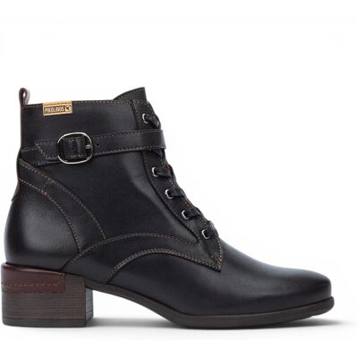 Pikolinos zwarte leren veterschoenen met hoge hakken - Malaga 37 Pikolinos zwarte leren veterschoenen met hoge hakken - Malaga 37