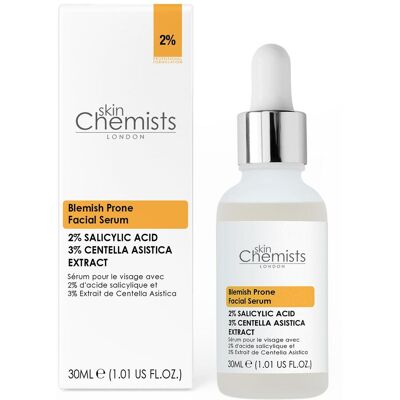 skinChemists Gezichtsserum voor de huid met onzuiverheden: 2% salicylzuur, 3% Centella Asiatica, 30 ml One Size skinChemists Gezichtsserum voor de huid met onzuiverheden: 2% salicylzuur, 3% Centella Asiatica, 30 ml One Size