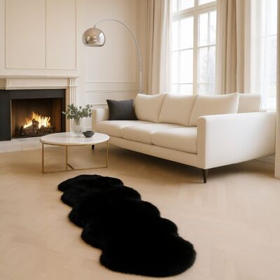 Infinity Leather Echte schapenvacht zwart dubbel natuurlijk zijdeachtig zacht echt wollen tapijt One Size Infinity Leather Echte schapenvacht zwart dubbel natuurlijk zijdeachtig zacht echt wollen tapijt One Size